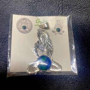 Gaia large pendant with Azurite stone